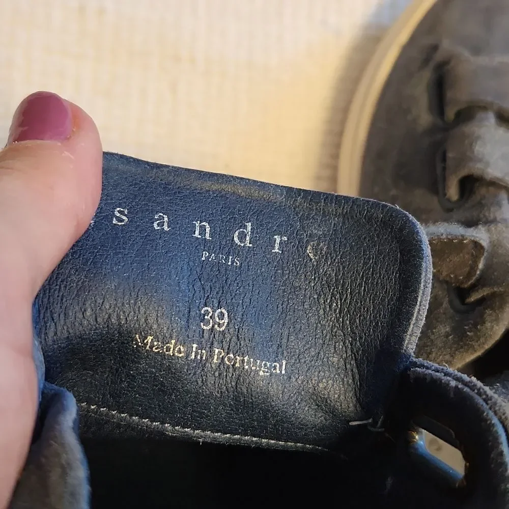Sandro Paris Anita dusty blue suede Hook-and-loop fasteners sneakers 8.5